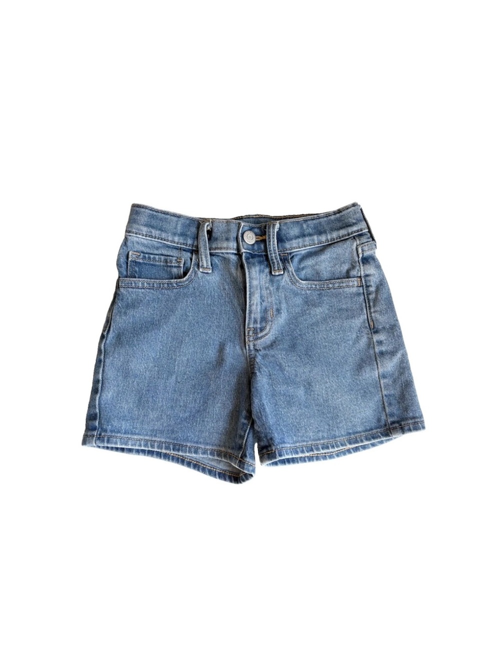 Old Navy 8 Girls Jean Shorts Blue Zip Snap Adjustable Waist High Rise Stretch